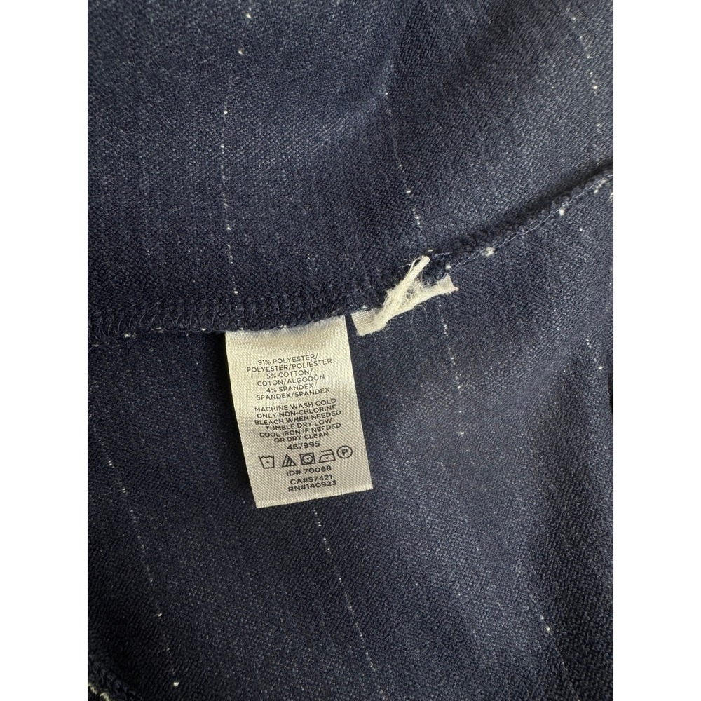 Loft Navy Blue Pinstripe Square‎ Neck Shift Dress XL 3/4 Sleeve Textured Knit - Picture 5 of 7